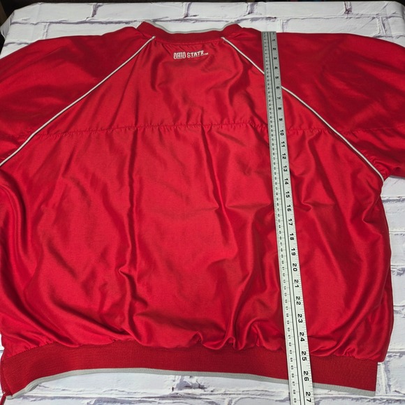 Ohio State Buckeyes Red Pullover Windbreaker Jacket Mens XL V-Neck Insulated - Picture 11 of 12
